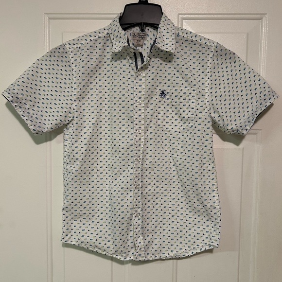 Original Peguin Youth Boys (10-12Y) Short Sleeve‎ Button Down 100% Cotton Shirt - Picture 3 of 5